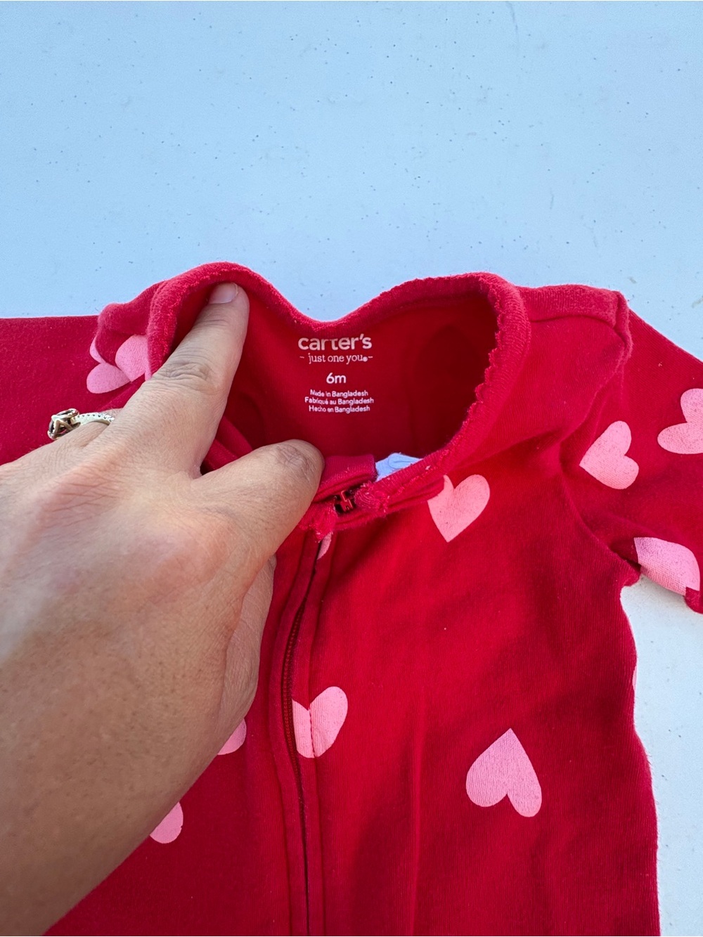 Carter's Red Footed One-Piece with Pink Hearts - Picture 2 of 2